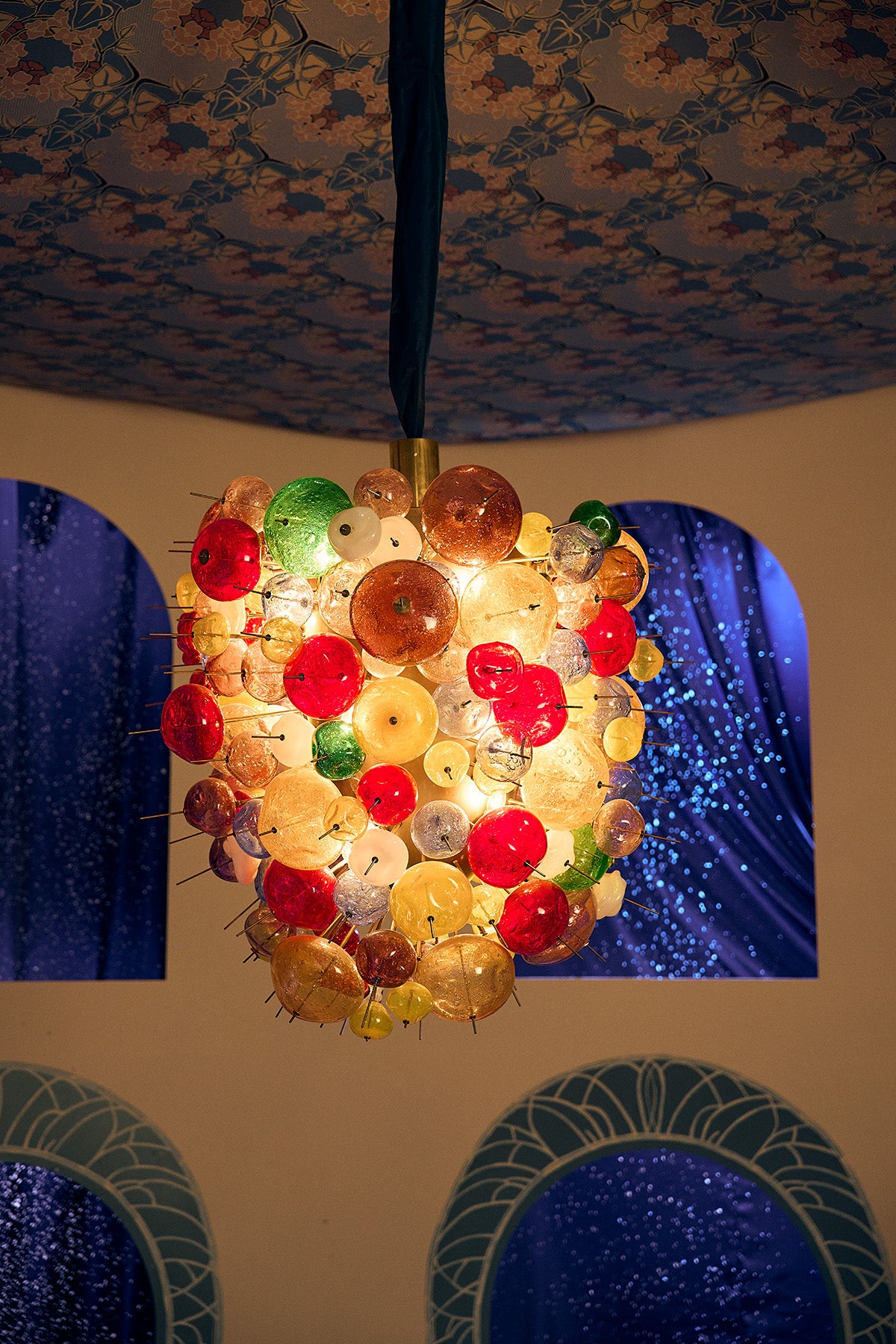 Multicolored Murano Pulegoso Glass Chandelier