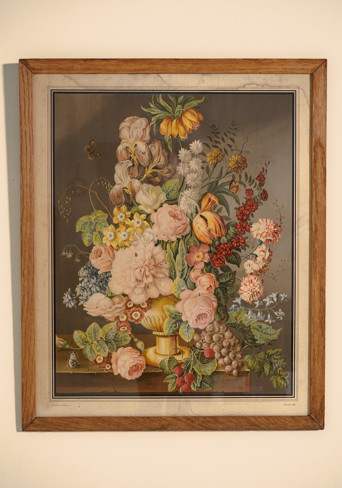Floral Bouquet Lithographs — After Joseph Nigg — Pair