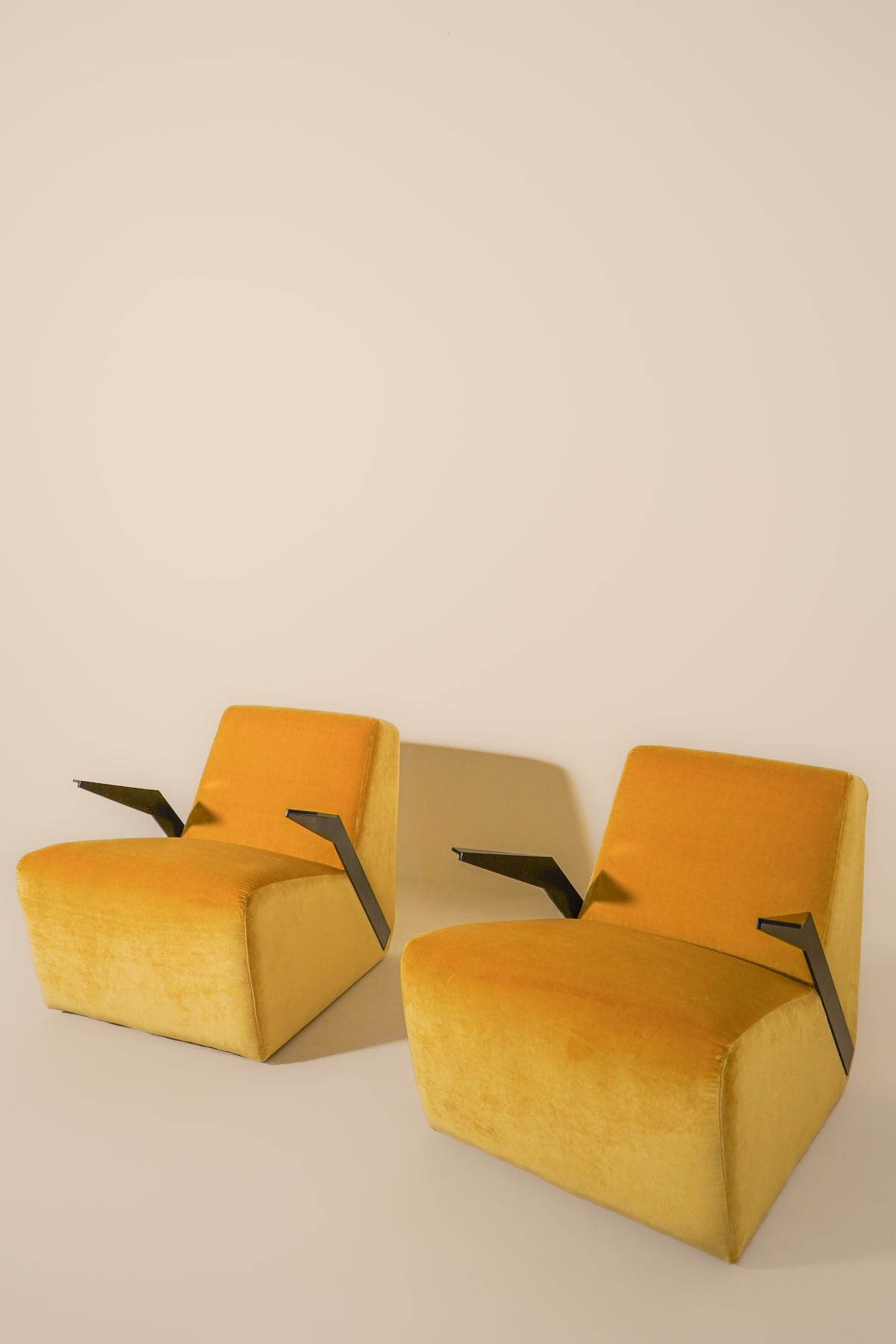 Pair of French Suede Lounge Chairs —  1970s