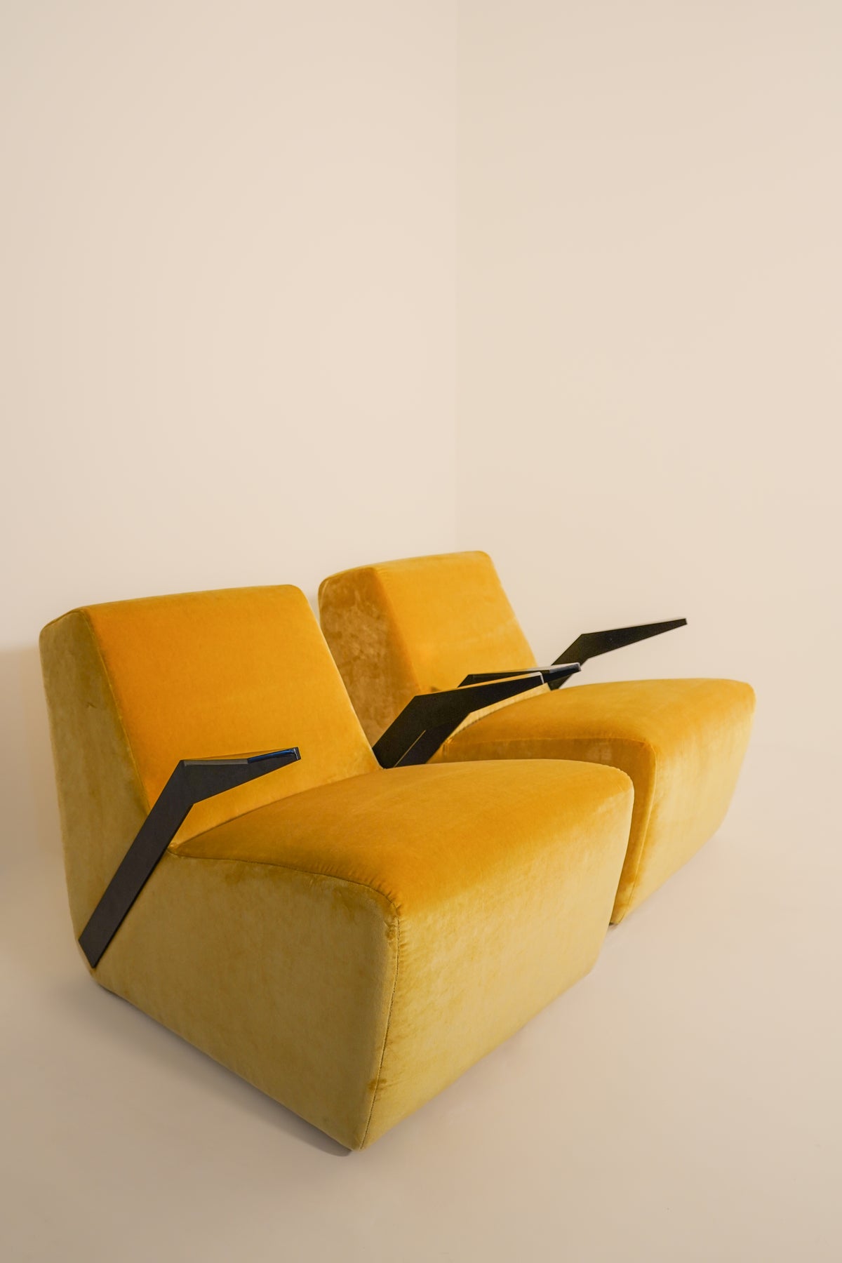 Pair of French Suede Lounge Chairs —  1970s