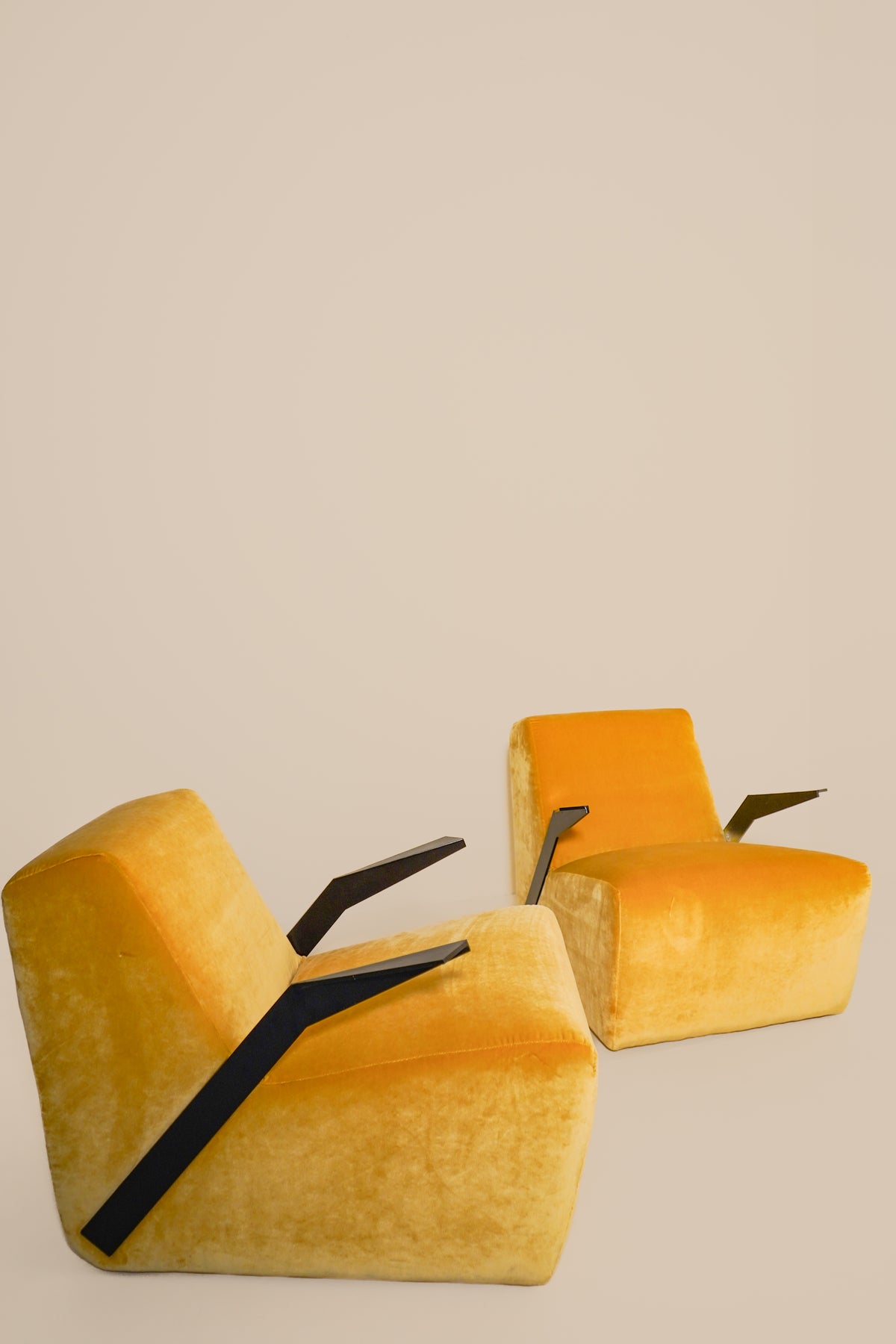 Pair of French Suede Lounge Chairs —  1970s