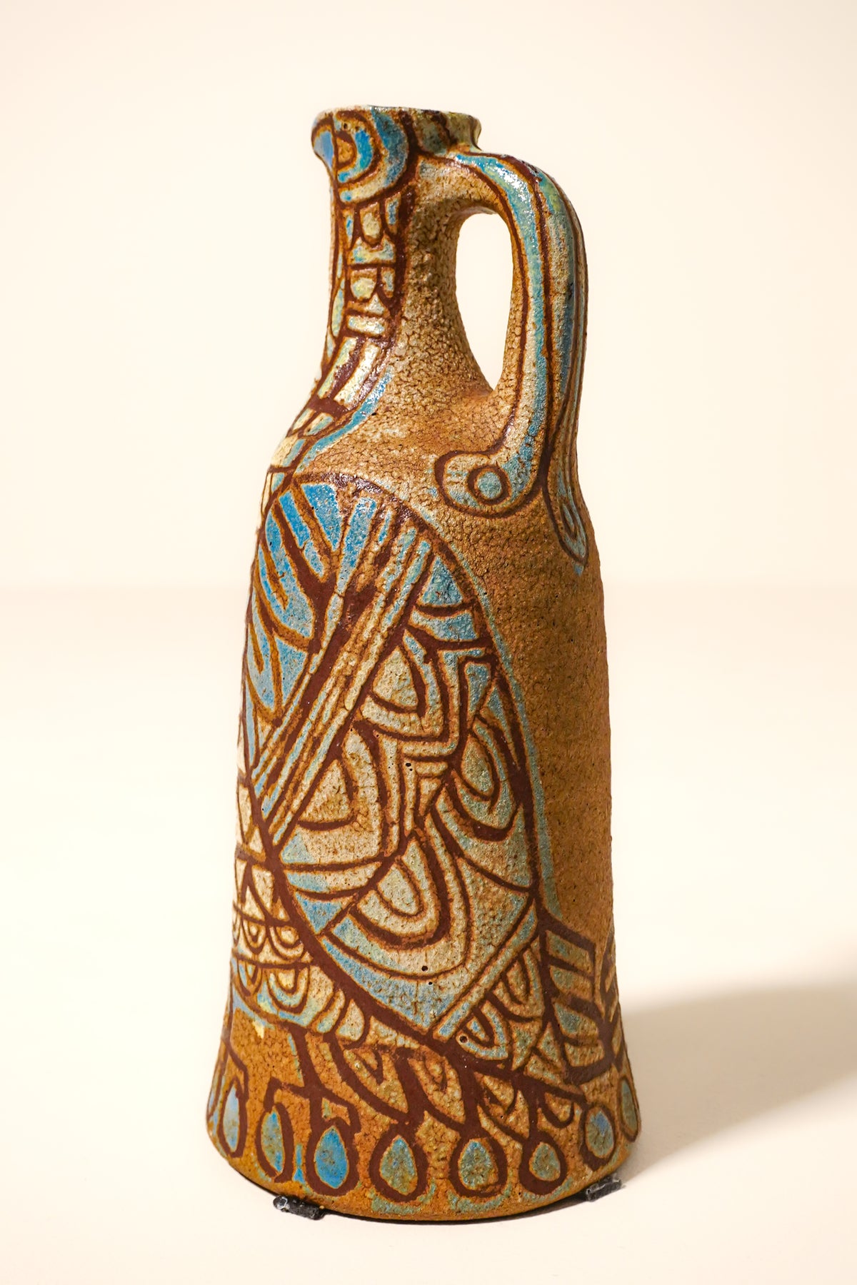 Le Paon Ceramic Pitcher — Accolay, France, c. 1970s