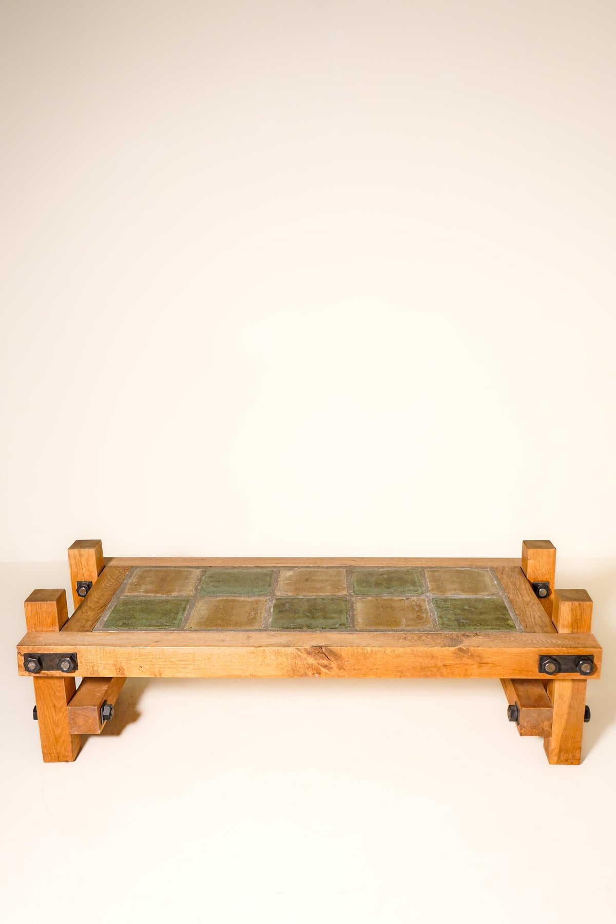 Oak & Stoneware Coffee Table, California, 1963