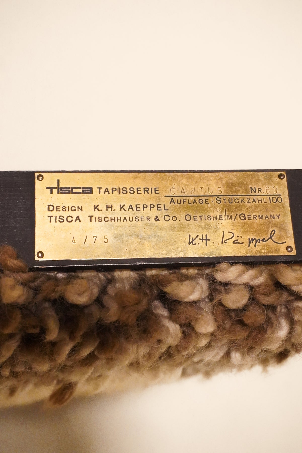 Cantus Wall Rug , K.H. Kaeppel for Tisca, 1975