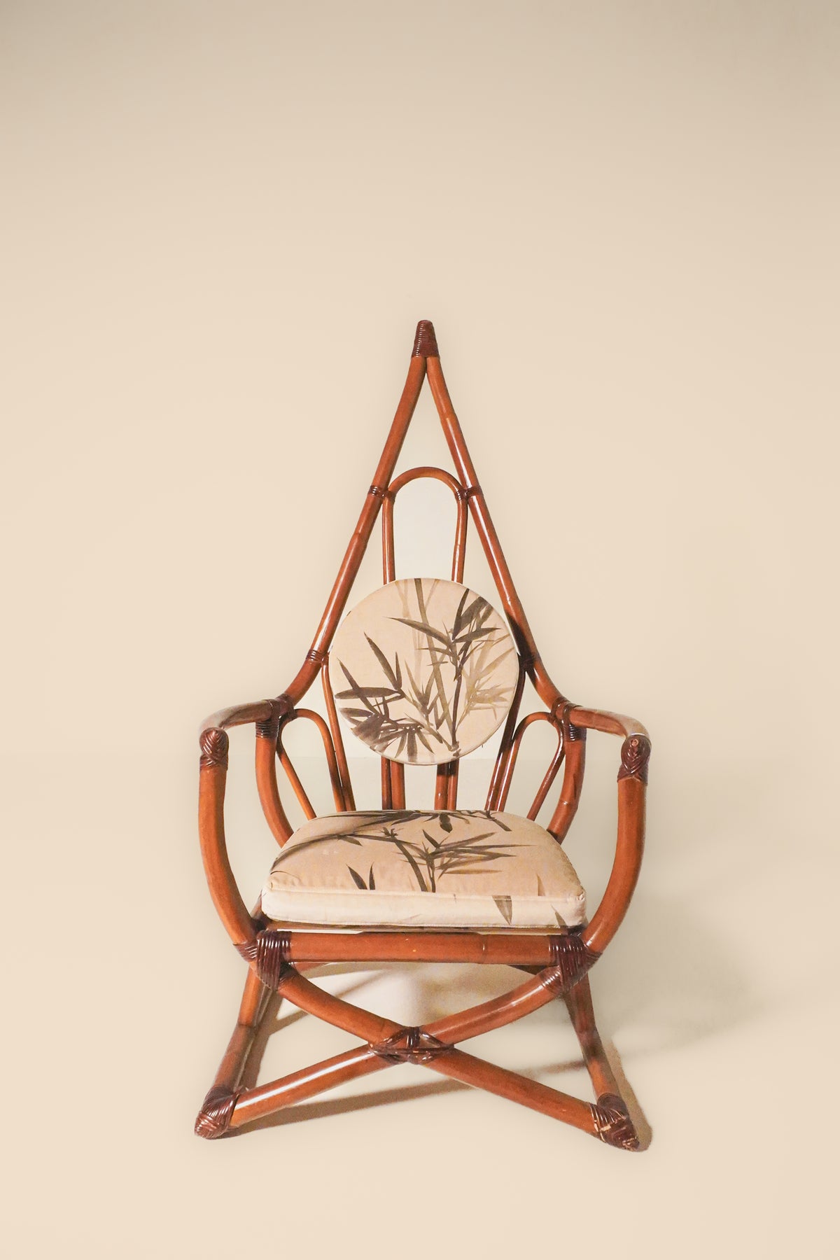 High Back Bamboo Lounge Chairs — set of 4