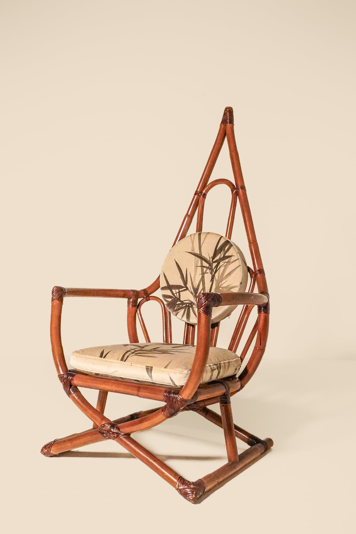 High Back Bamboo Lounge Chairs — set of 4