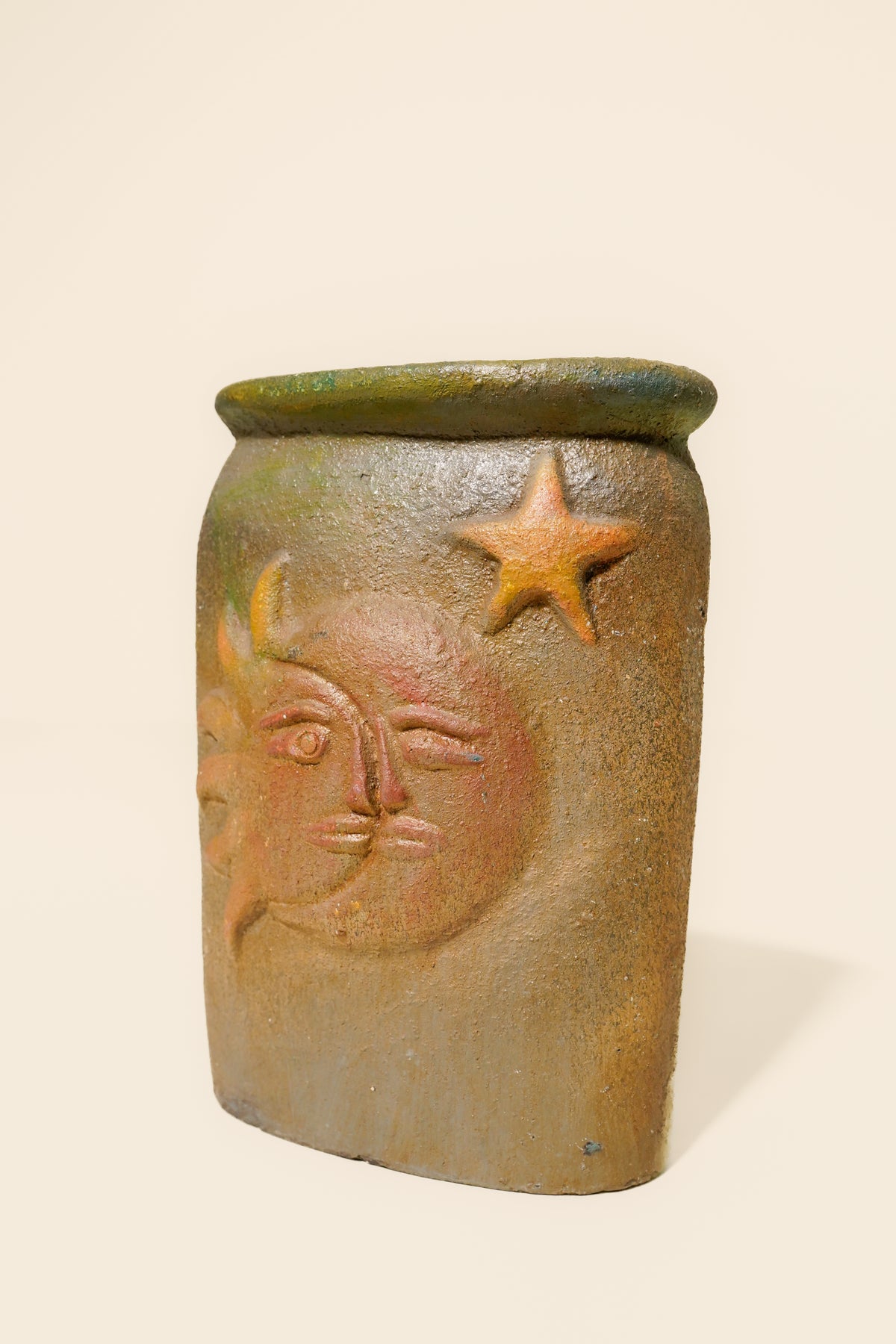 Mexican Sun and Moon Terracotta Vase — Late 20th Century