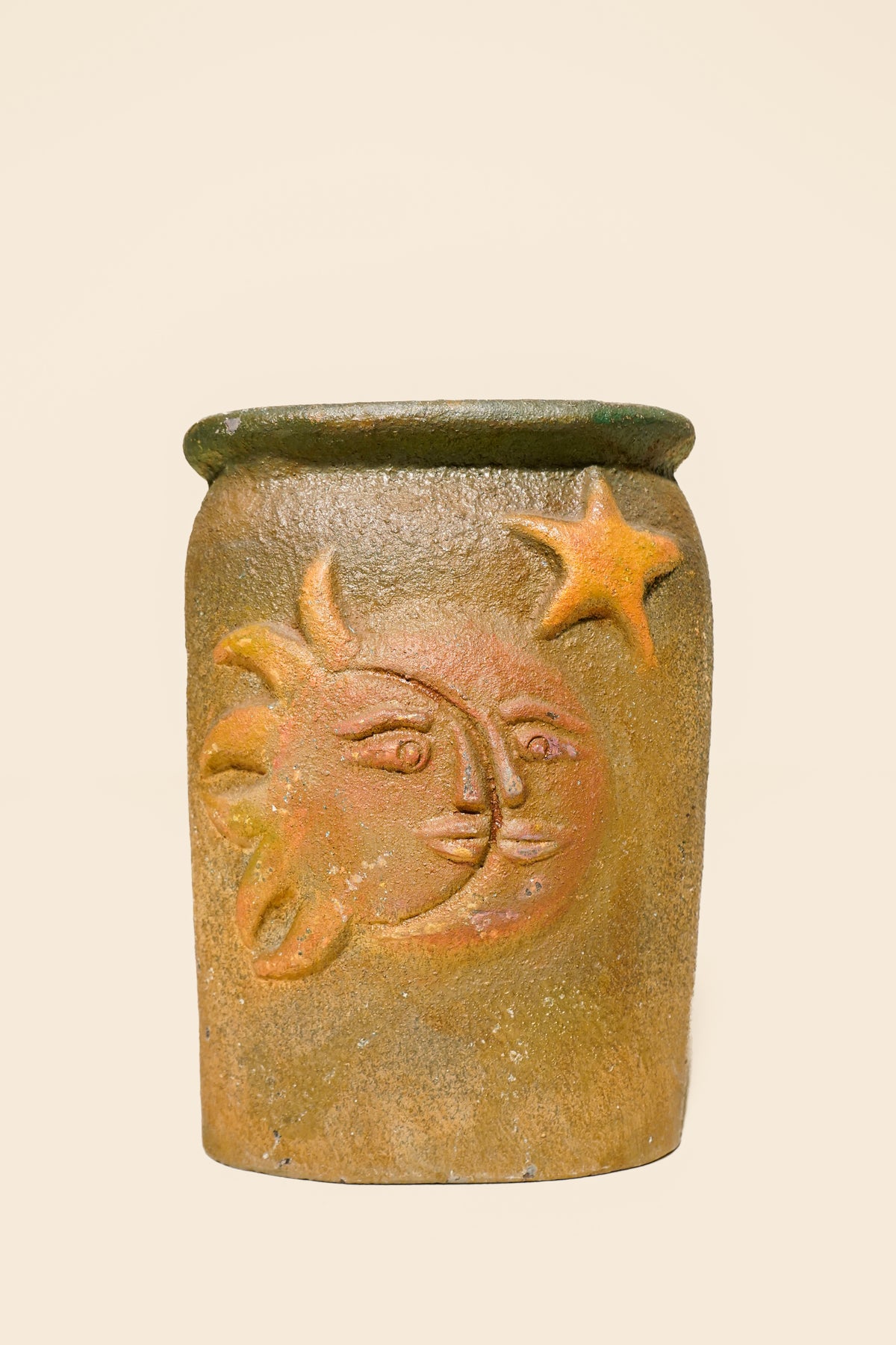 Mexican Sun and Moon Terracotta Vase — Late 20th Century