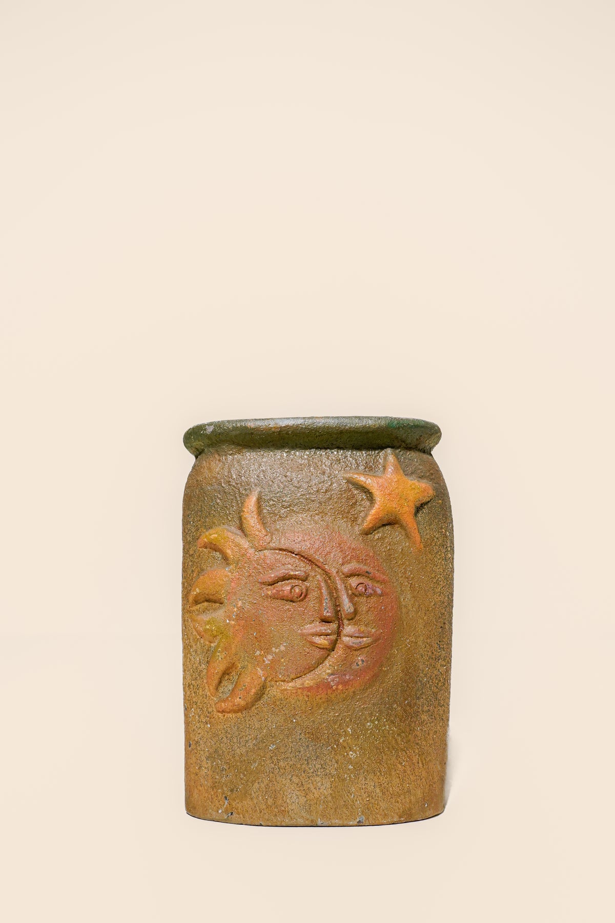Mexican Sun and Moon Terracotta Vase — Late 20th Century