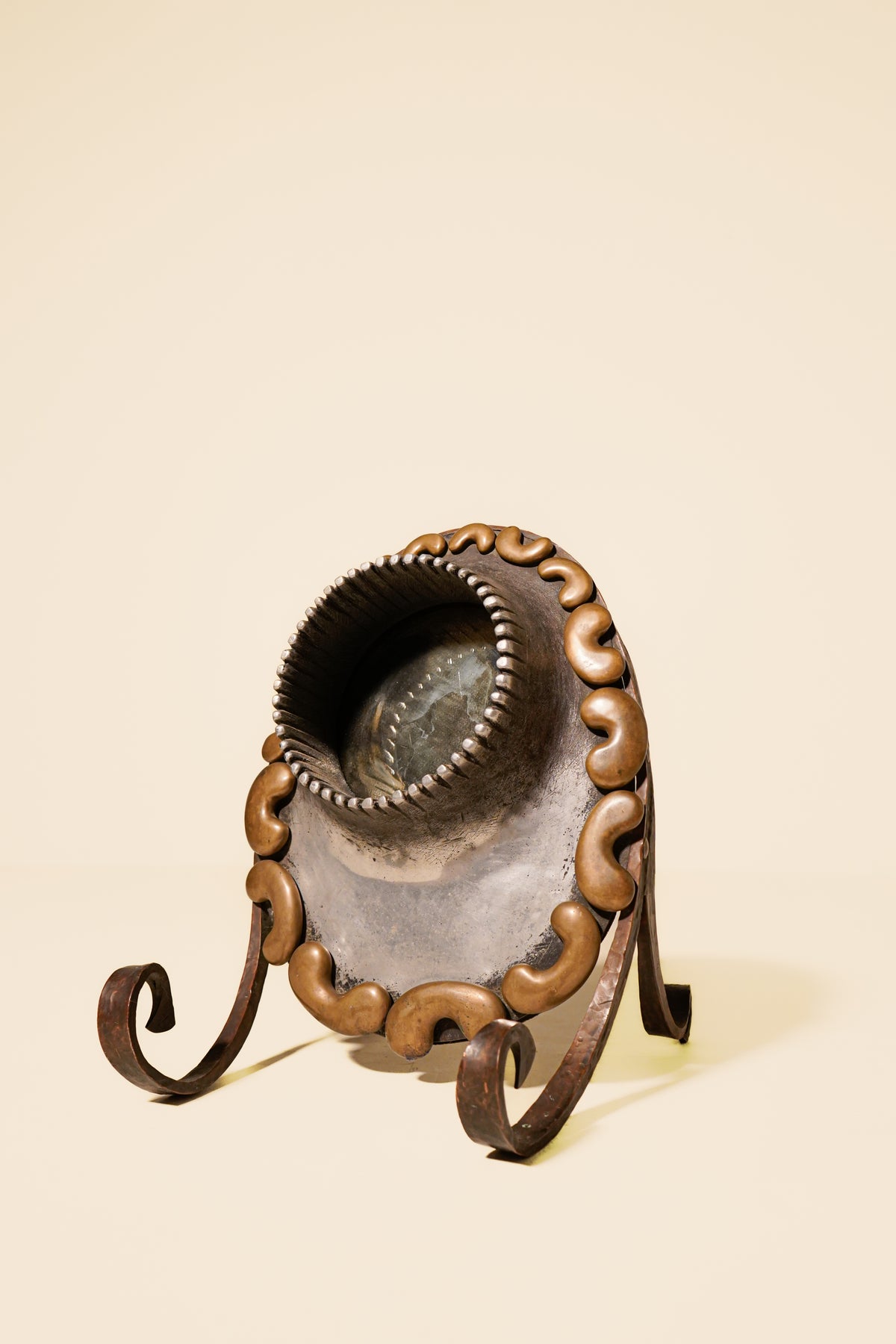 Brutalist sculptural mirror — France, 1970s