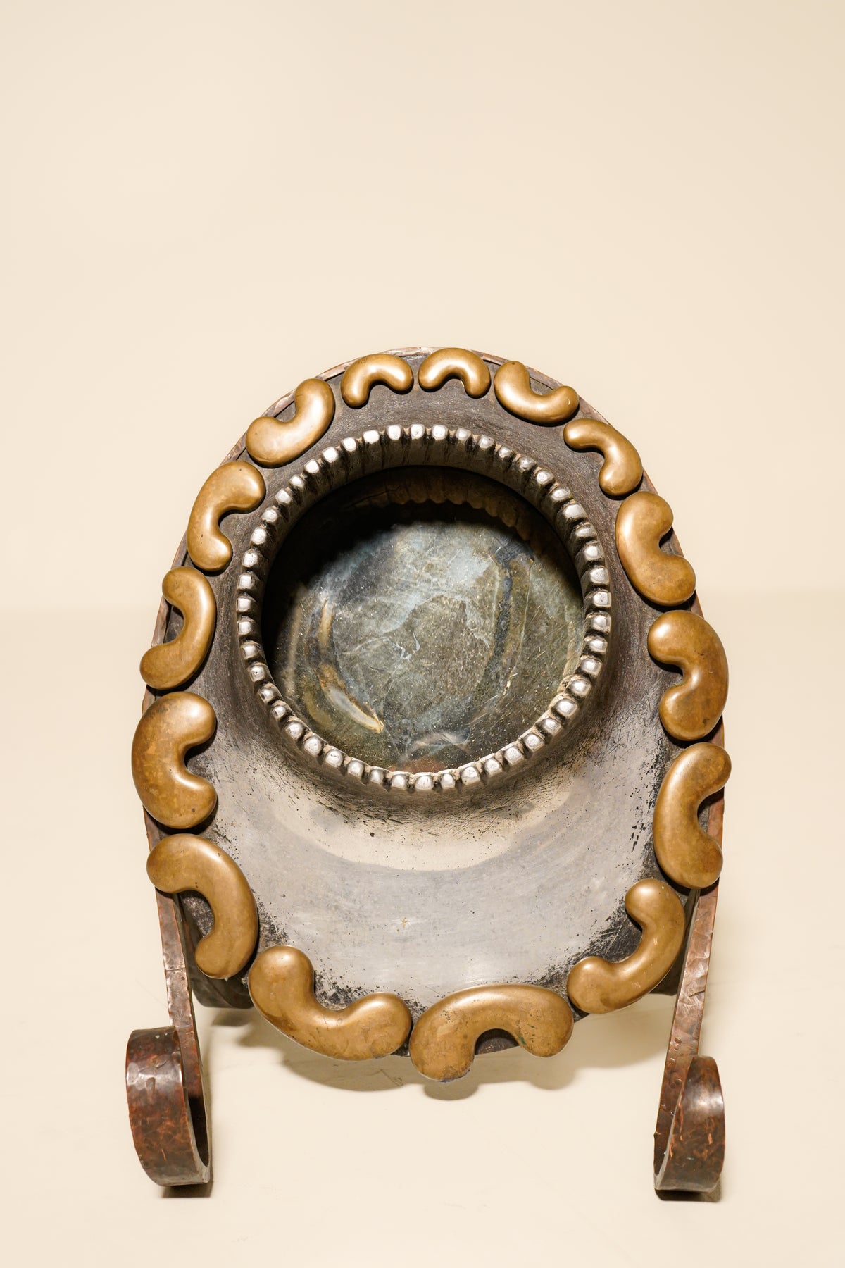 Brutalist sculptural mirror — France, 1970s