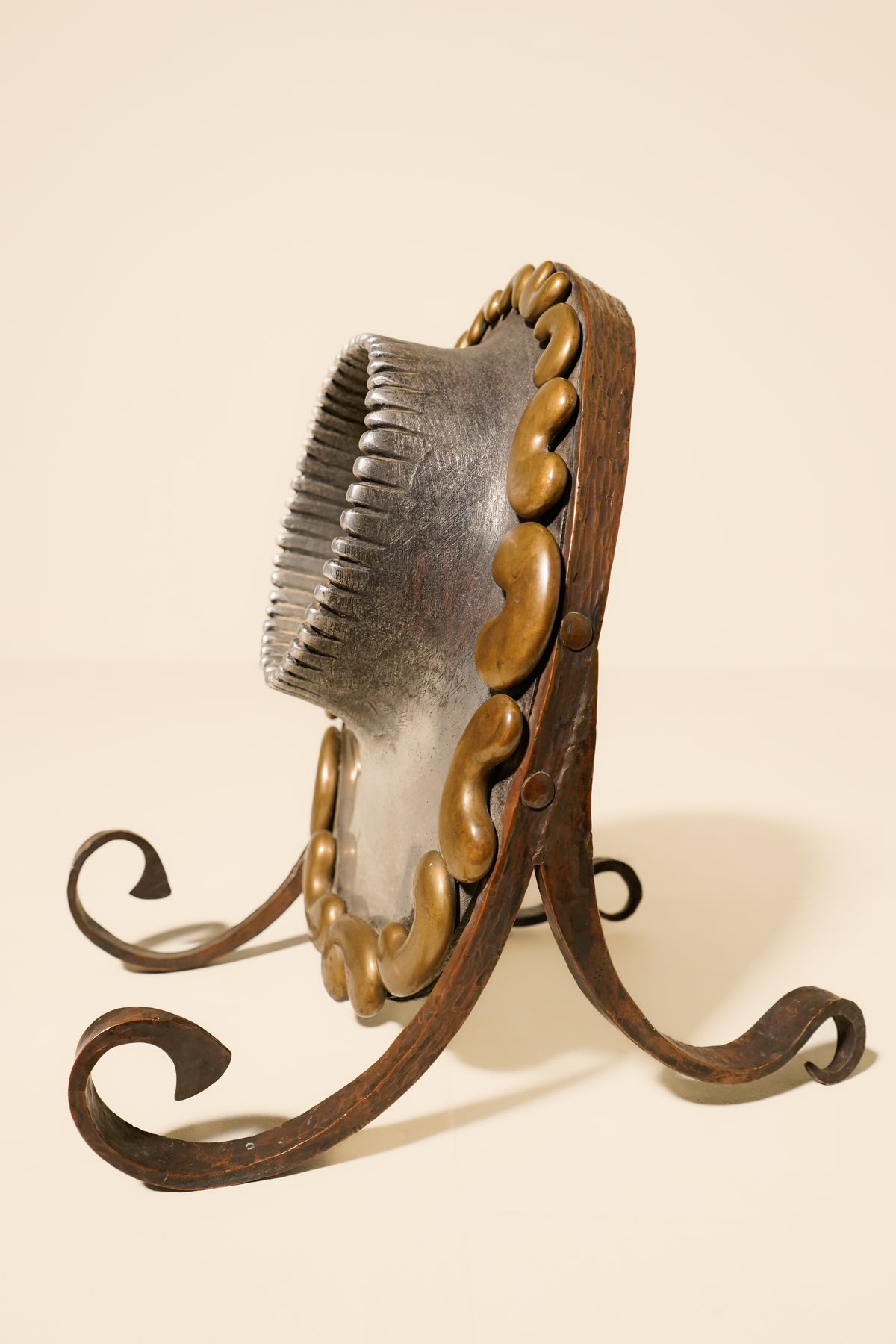 Brutalist sculptural mirror — France, 1970s