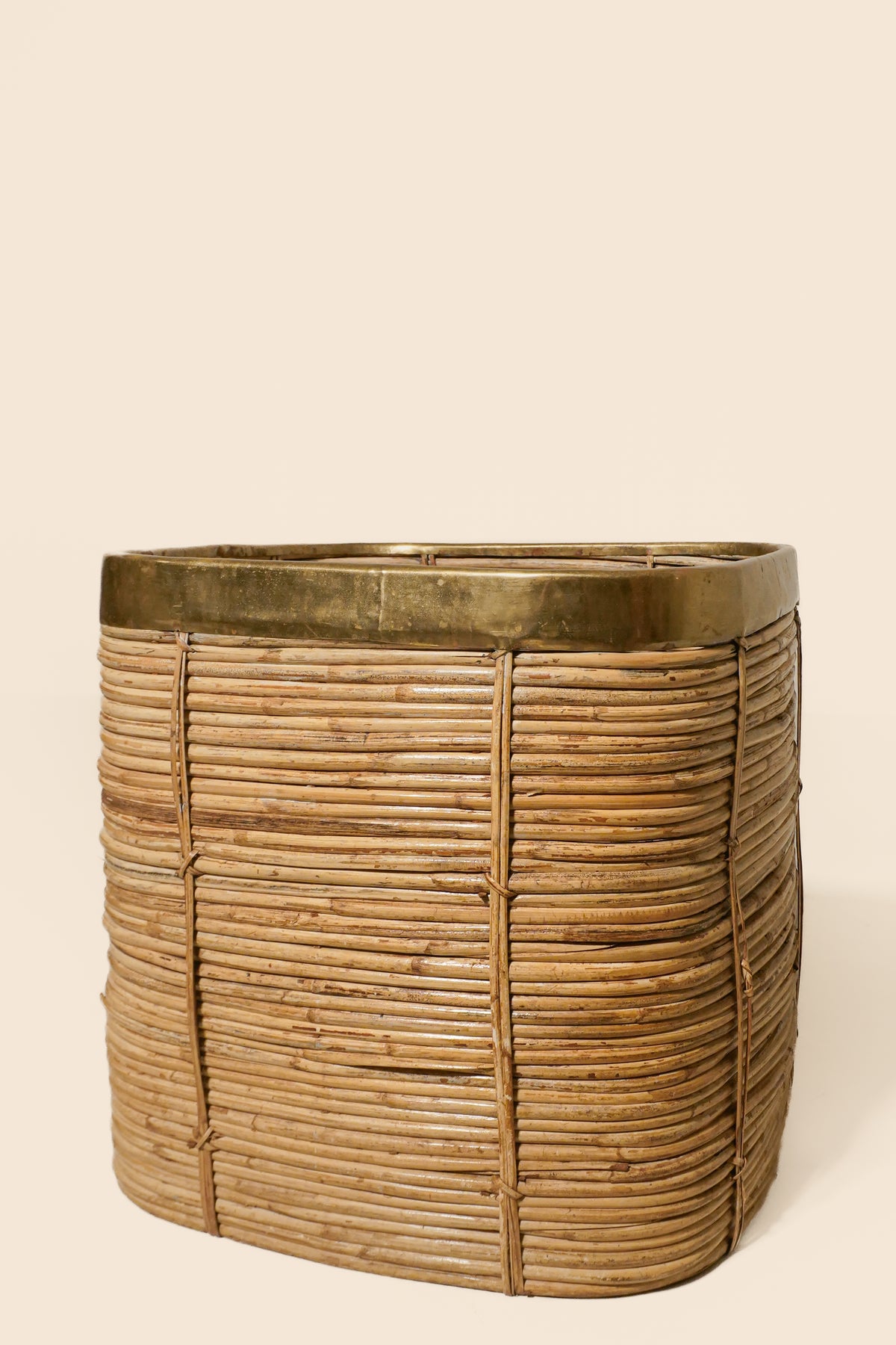 Brass and Rattan Planter — Italy 1970s