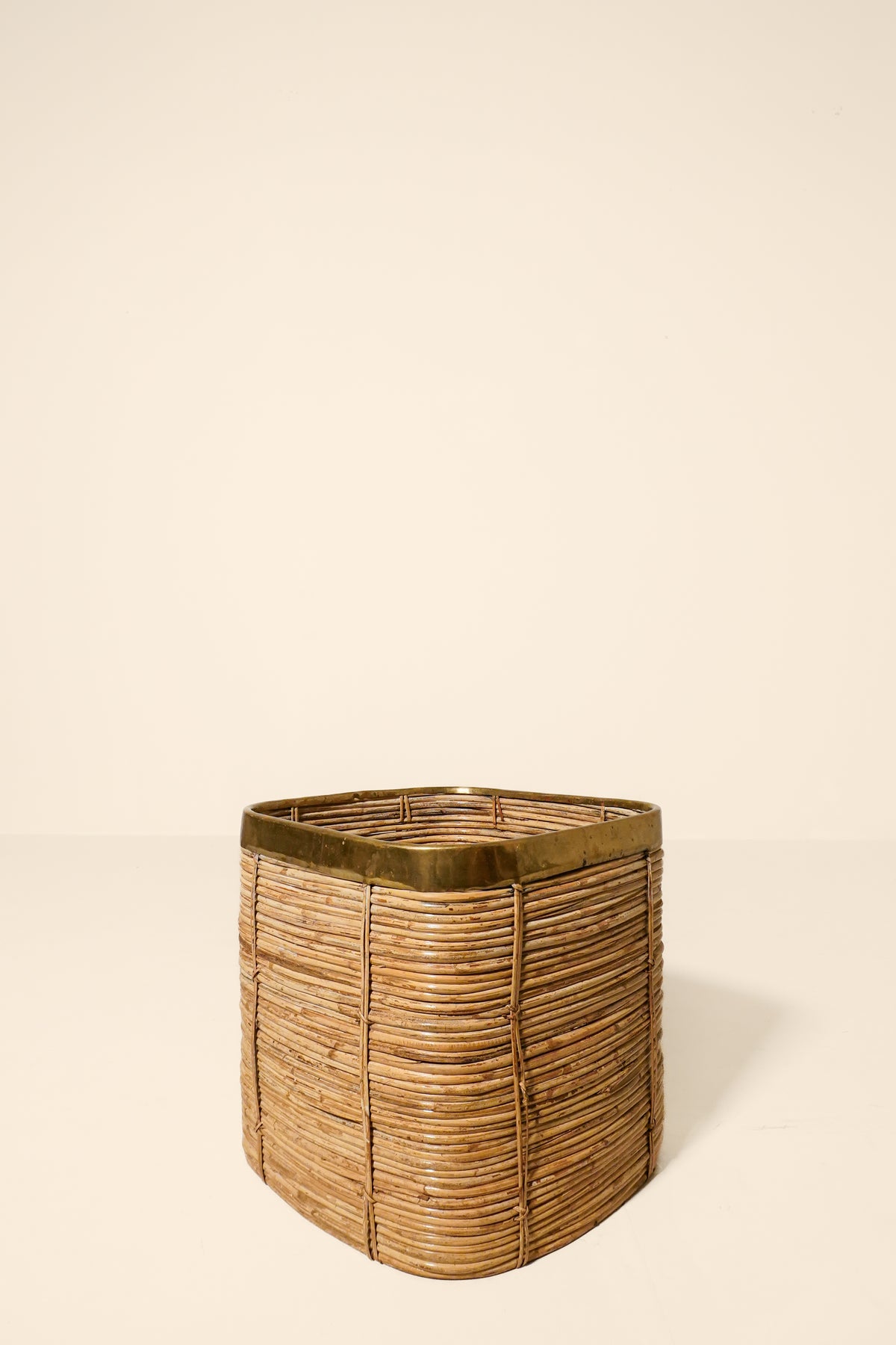 Brass and Rattan Planter — Italy 1970s
