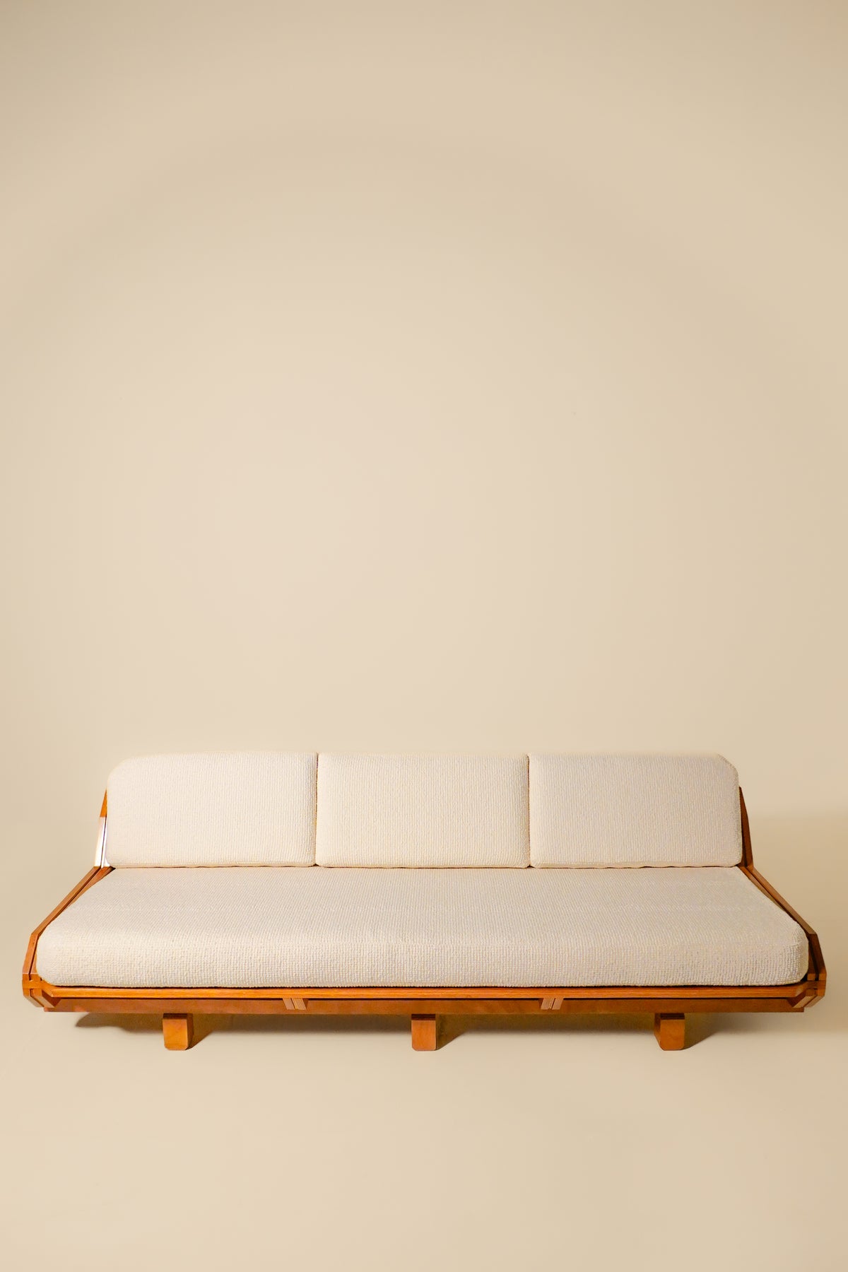 French Brutalist Wood Frame Sofa — circa 1960