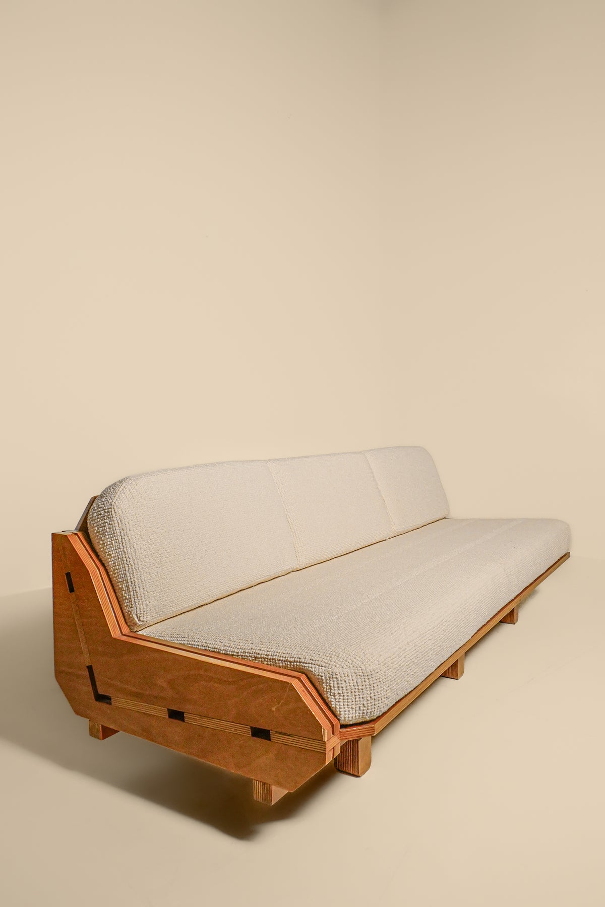 French Brutalist Wood Frame Sofa — circa 1960
