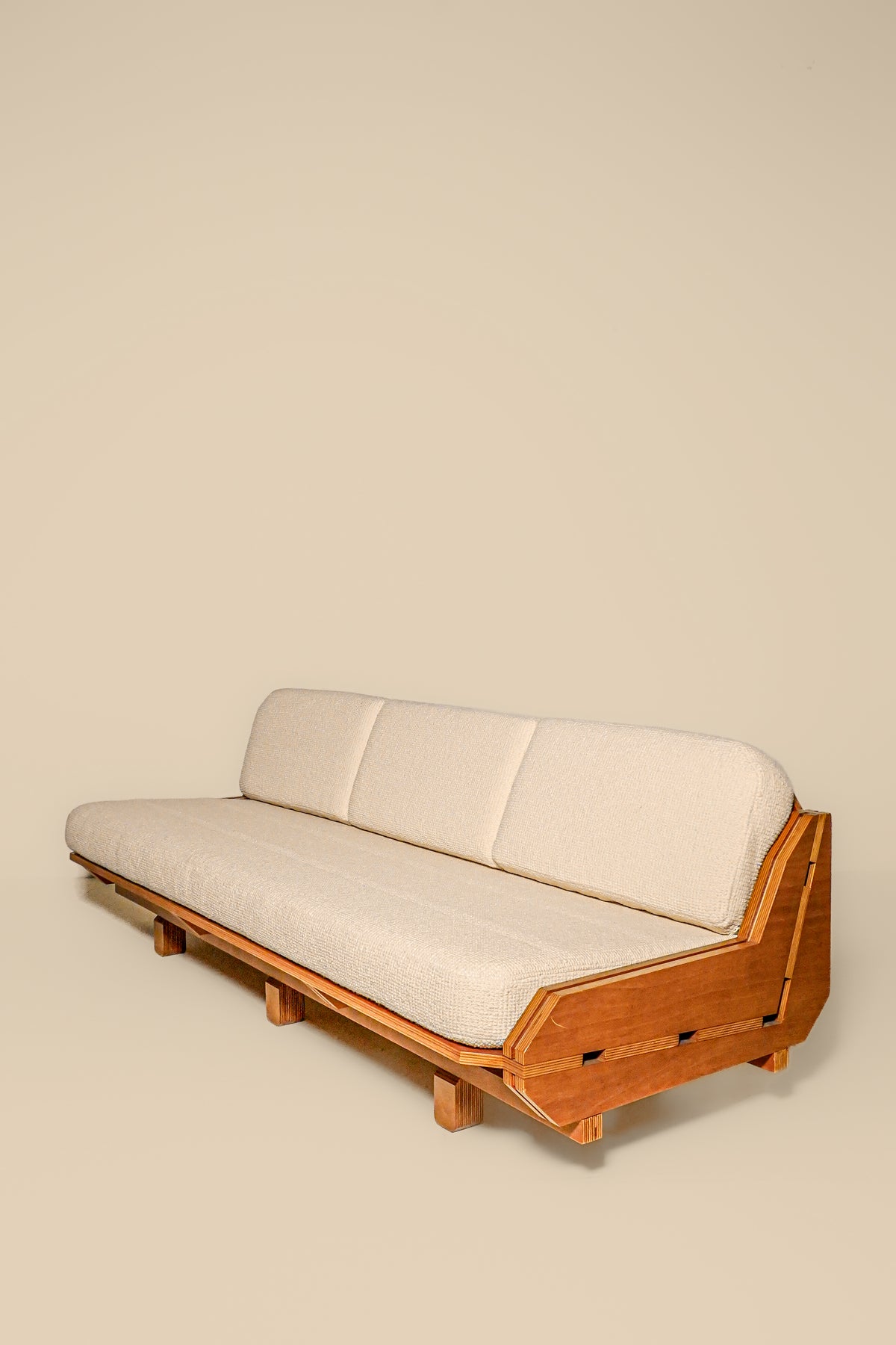French Brutalist Wood Frame Sofa — circa 1960