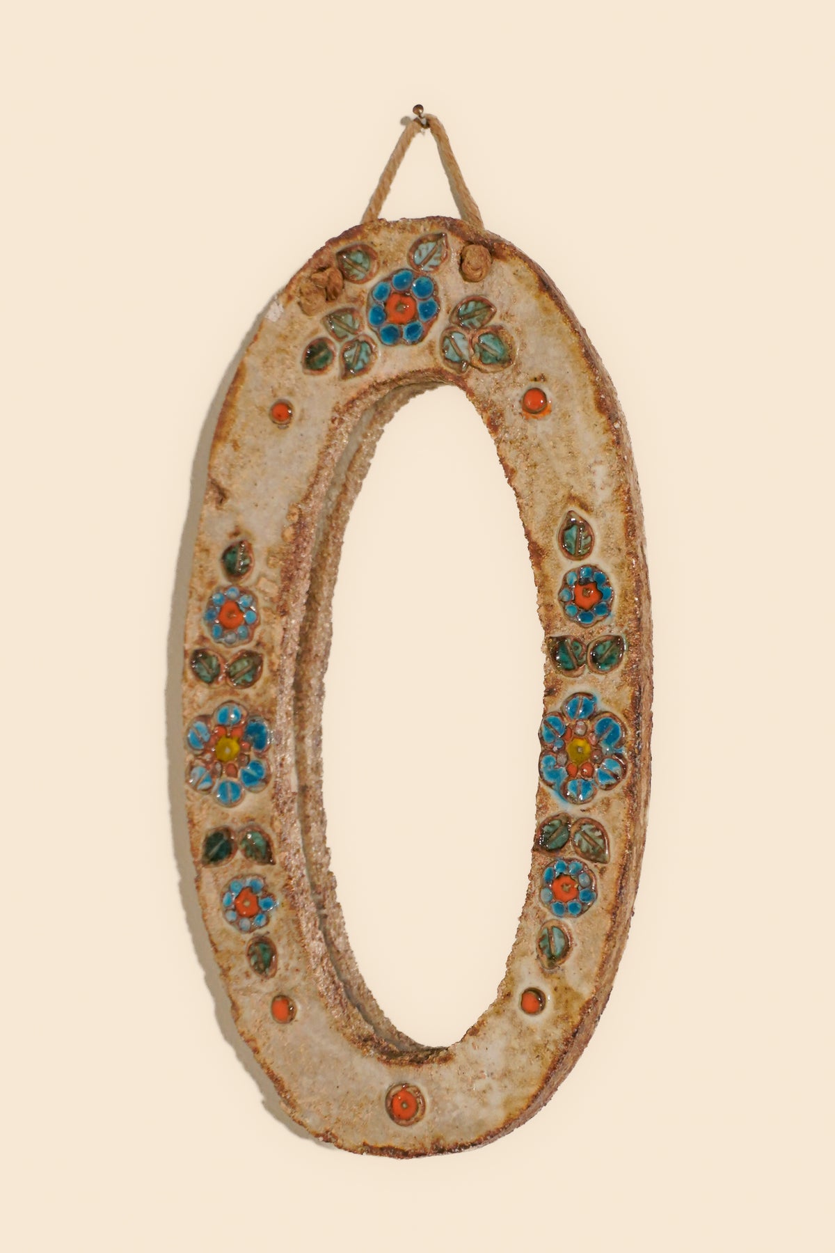 Ceramic Mirror by Atelier La Roue — France, 1960s