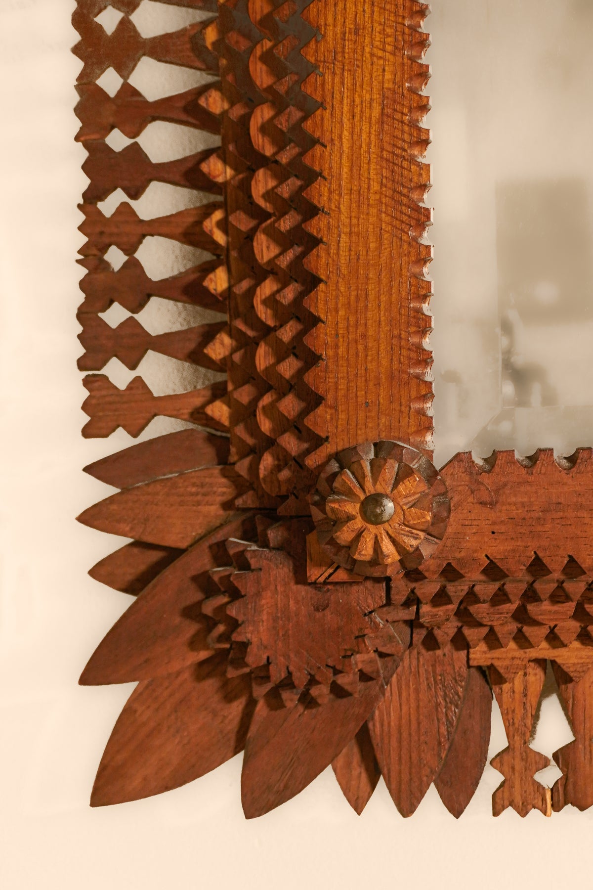 Tramp Art Wood Mirror — Early 20th Century