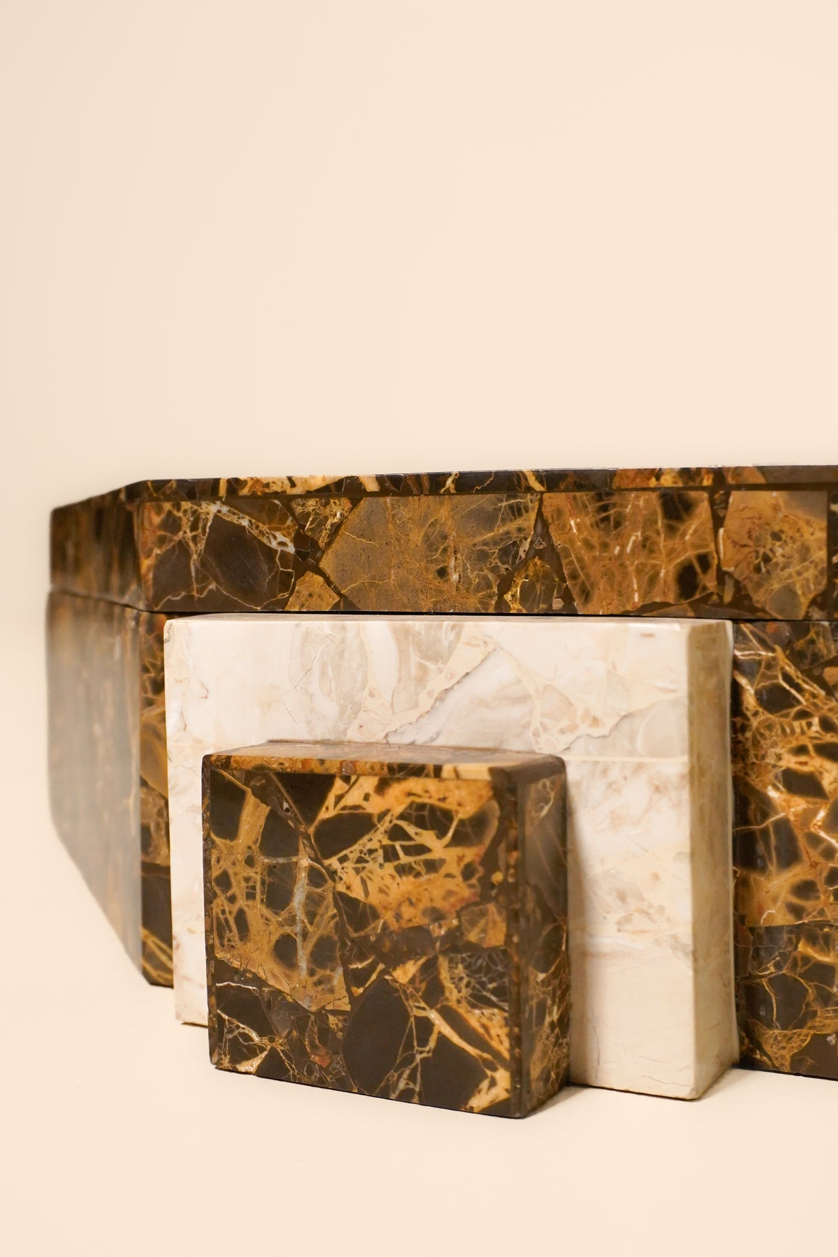 Tessellated Marble Geometric Box by Maitland-Smith