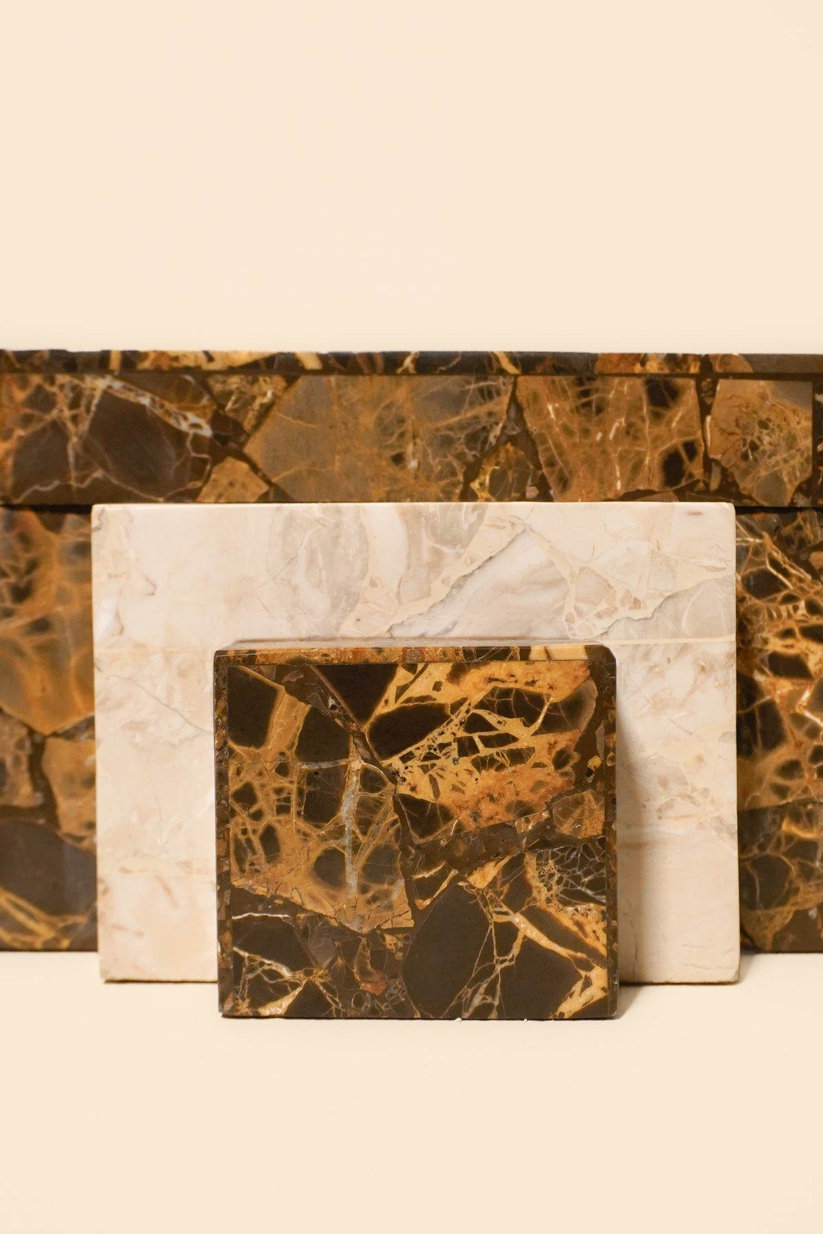 Tessellated Marble Geometric Box by Maitland-Smith