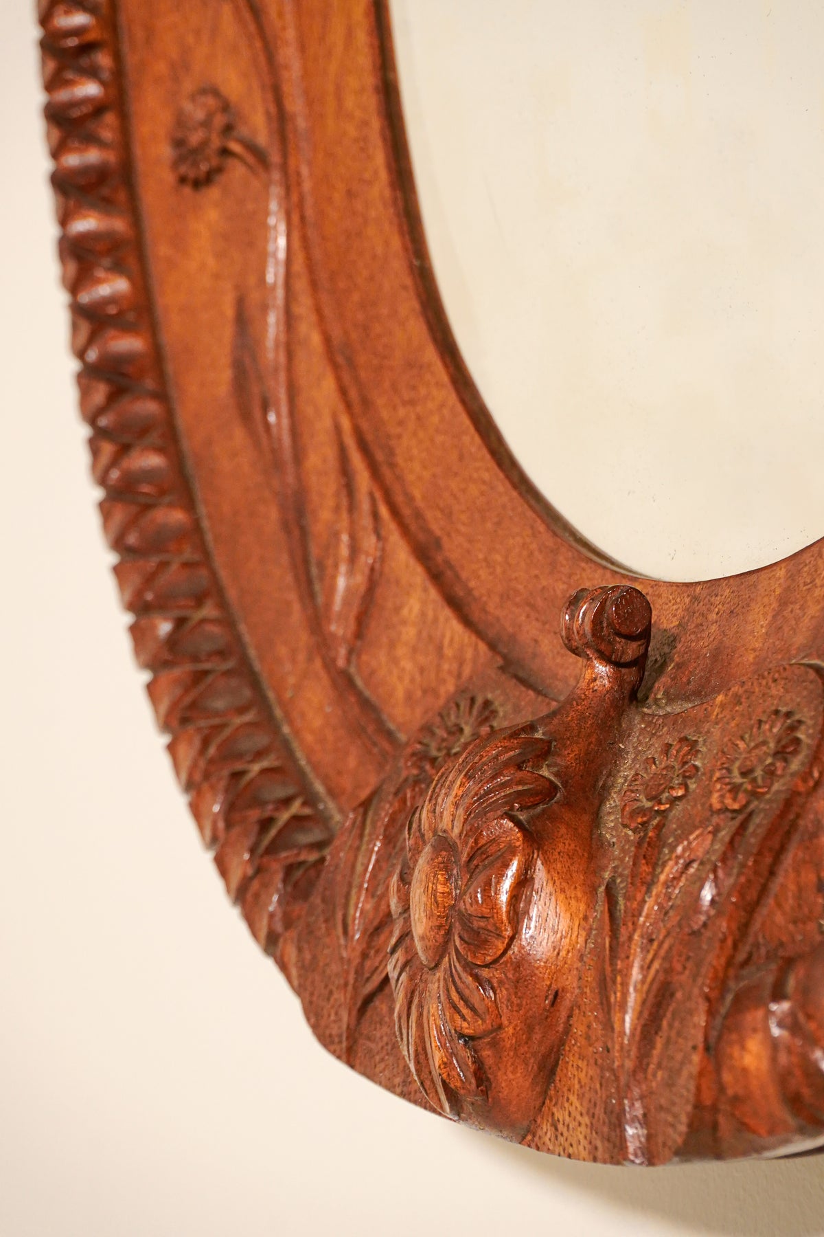 Folk Walnut Mirror — Mid-Century