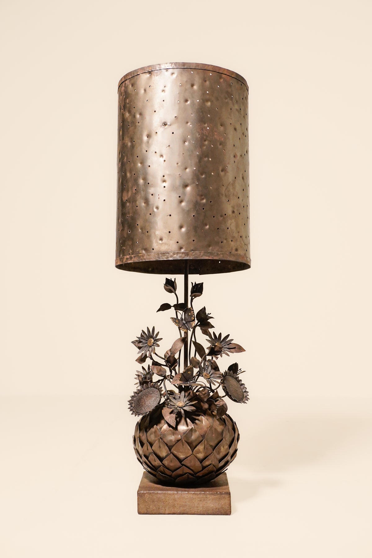 Sculptural Brass Botanical Table Lamp — 1970s