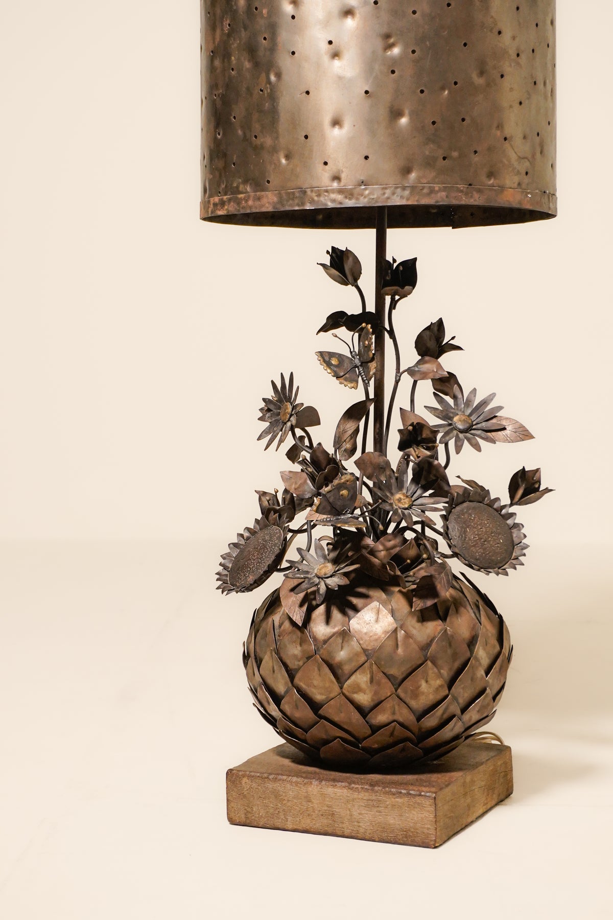 Sculptural Brass Botanical Table Lamp — 1970s