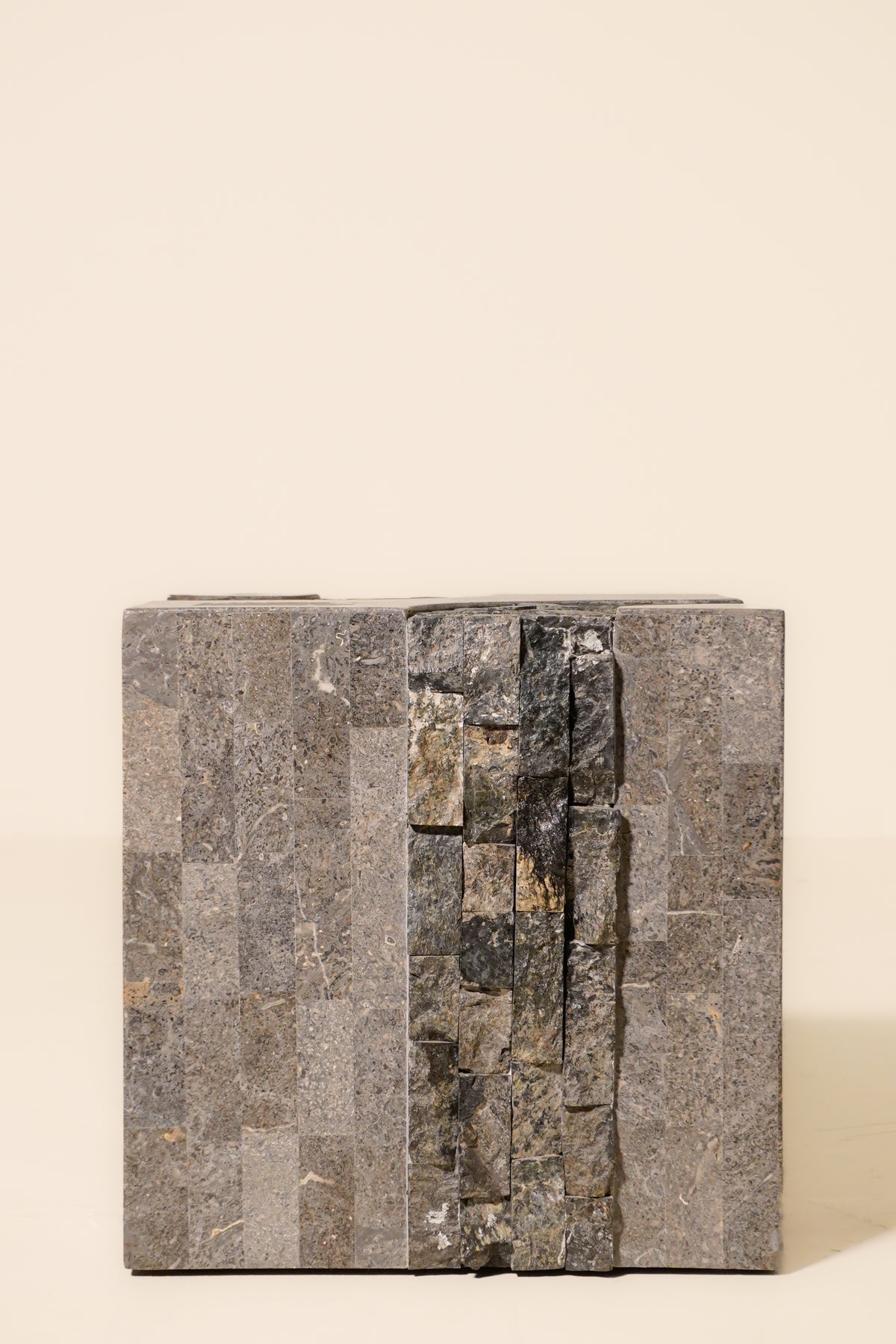 Pair of Brutalist Tessellated Stone Side Tables by Maitland Smith