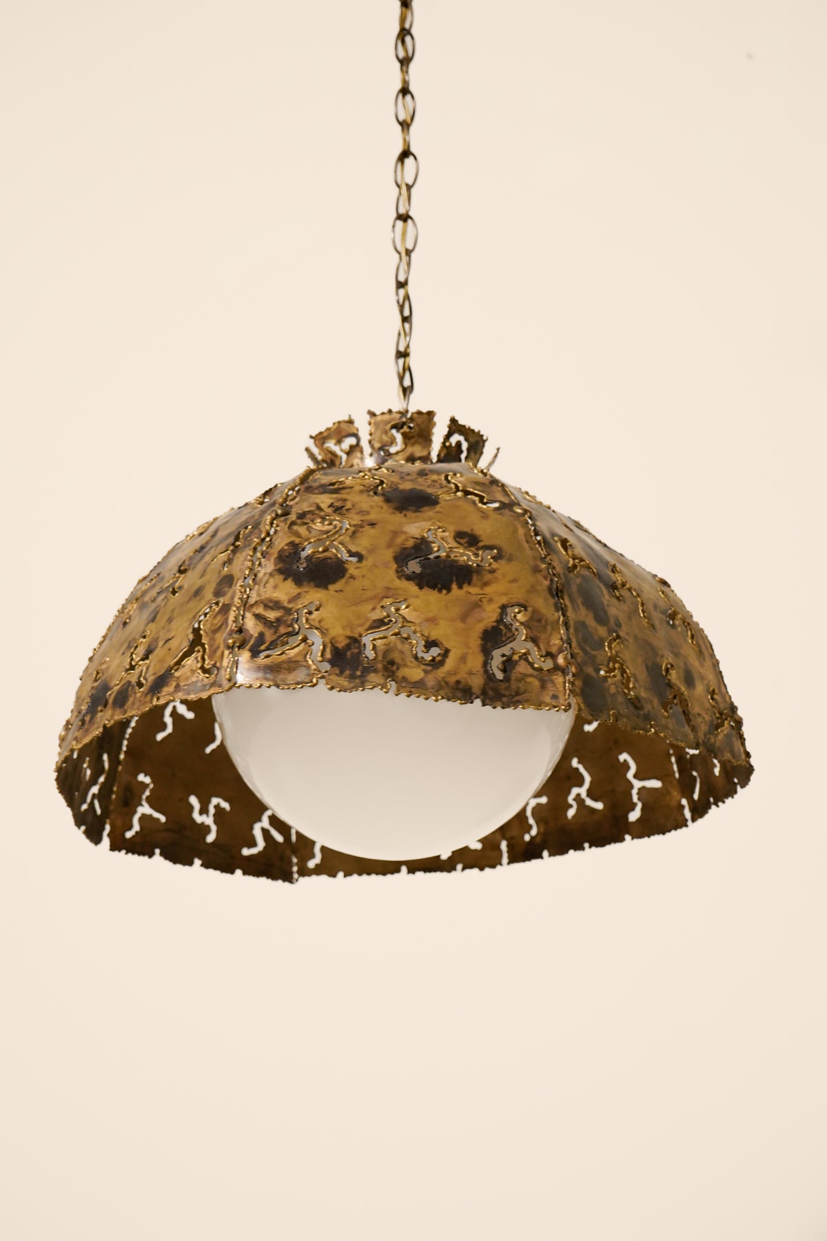 Torch-Cut Brass Pendant  Attributed to Tom Greene for Feldman — USA Mid-20th Century