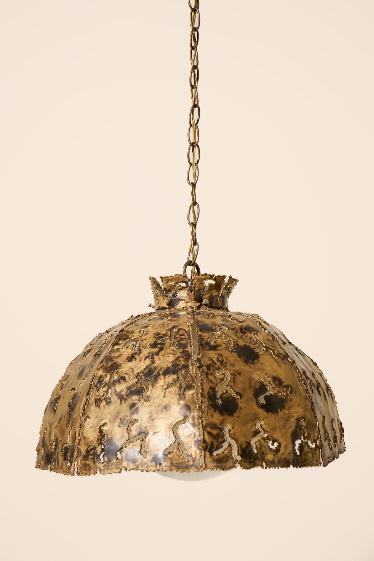 Torch-Cut Brass Pendant  Attributed to Tom Greene for Feldman — USA Mid-20th Century