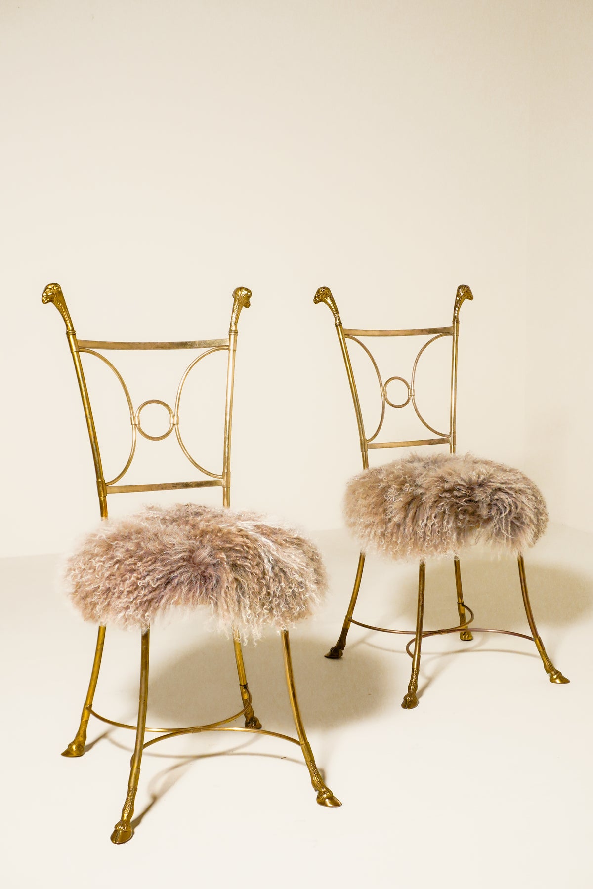Italian Neoclassical Brass Vanity Chairs