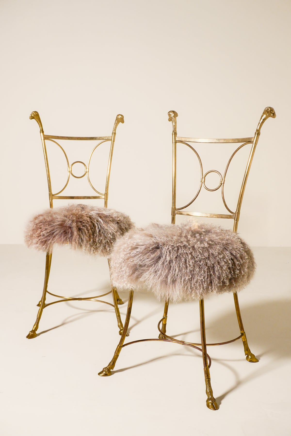 Italian Neoclassical Brass Vanity Chairs