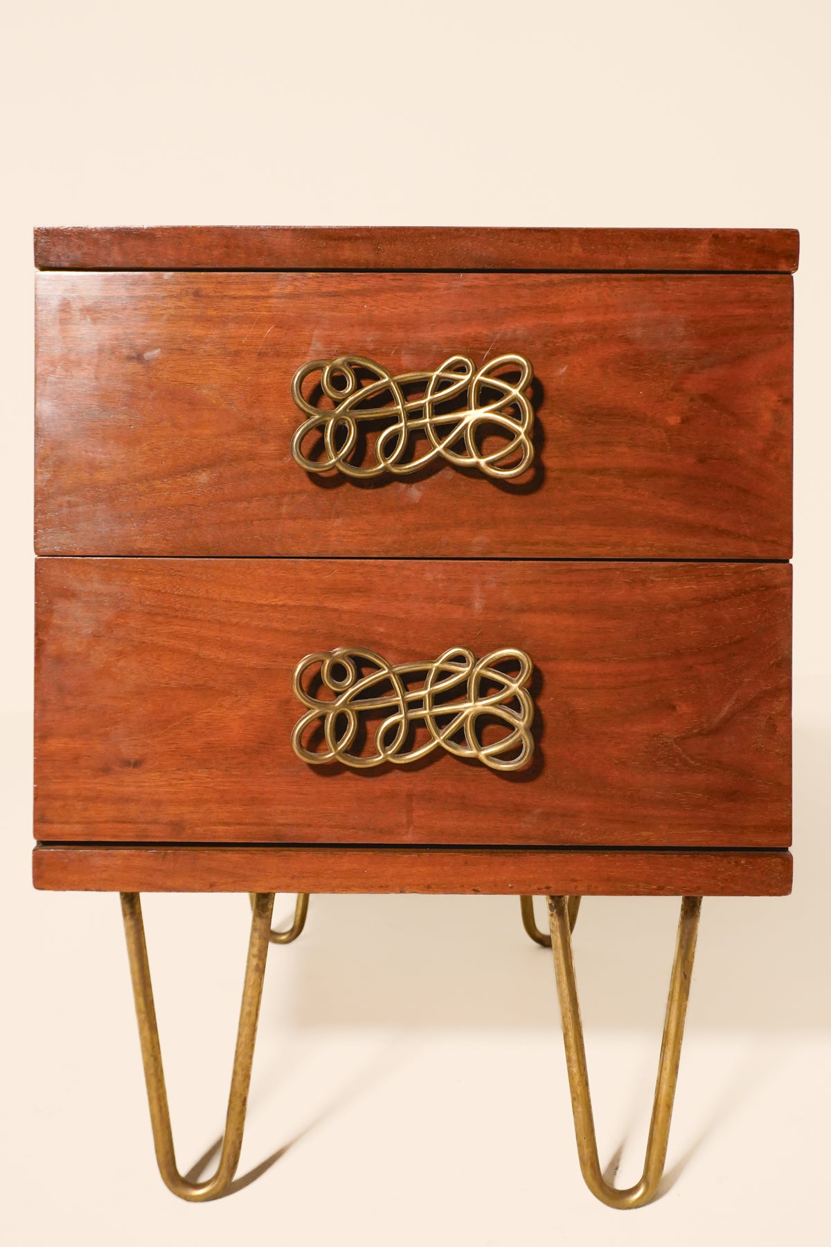Walnut & Brass Nightstand — USA 1960s