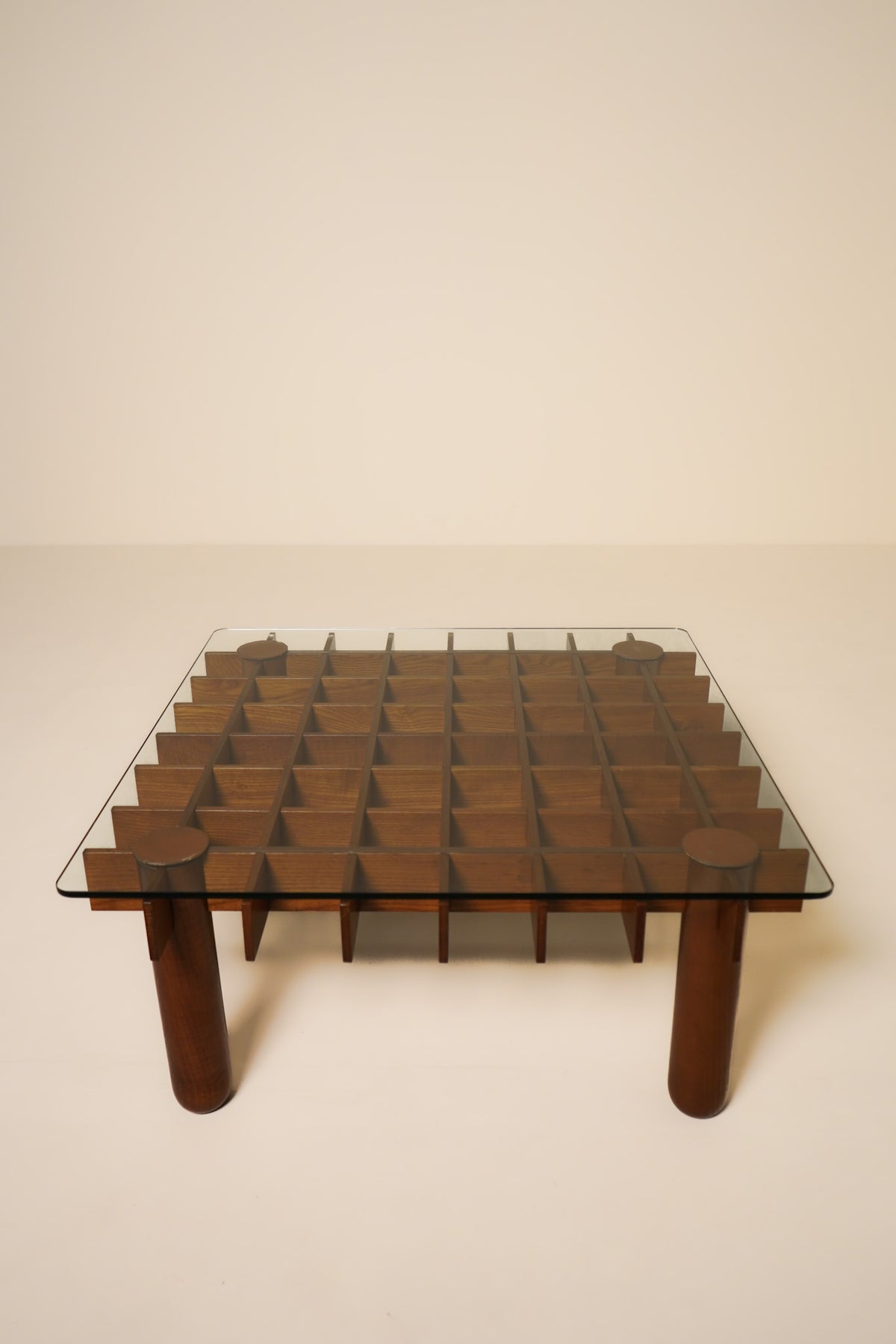 Italian Graphical Coffee Table with Oak Glass