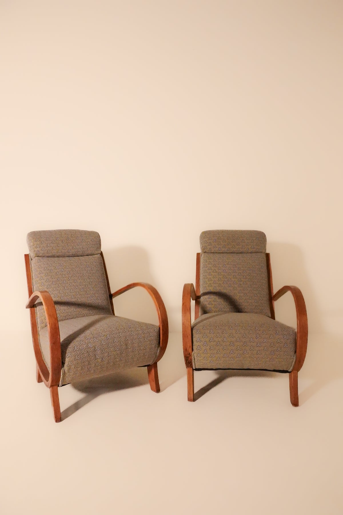 Pair of Deco Lounge Chairs in style of Jindrich Halabala