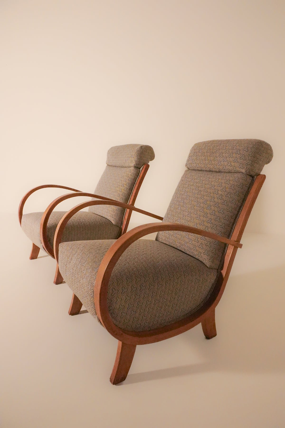 Pair of Deco Lounge Chairs in style of Jindrich Halabala