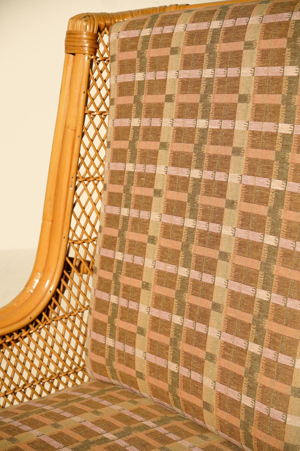 Vintage Rattan Swivel Lounge Chair