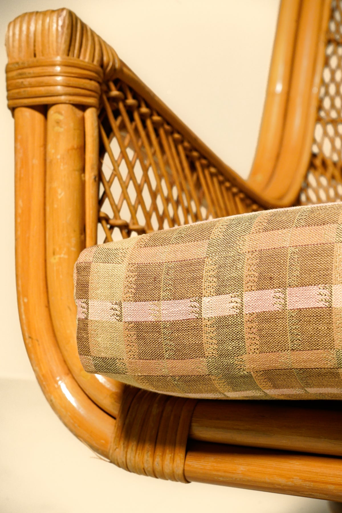 Vintage Rattan Swivel Lounge Chair