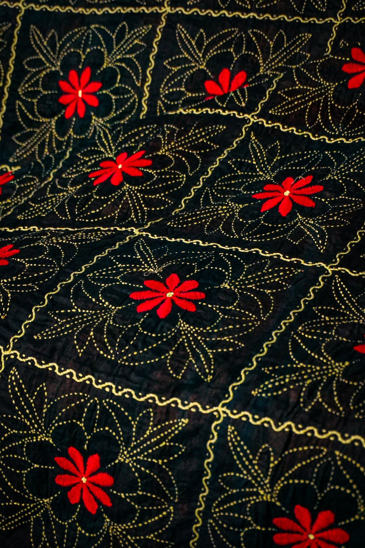 Julia B., Vintage Indian Quilt in Poinsettia