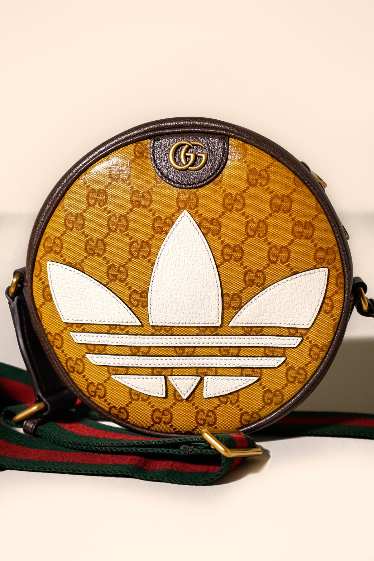 Adidas x Gucci Yellow Crystal Canvas Ophidia Round Crossbody