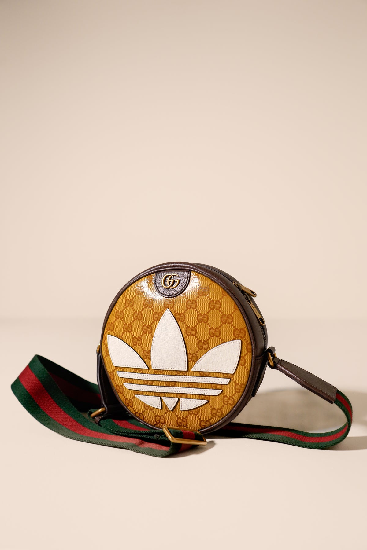 Adidas x Gucci Yellow Crystal Canvas Ophidia Round Crossbody