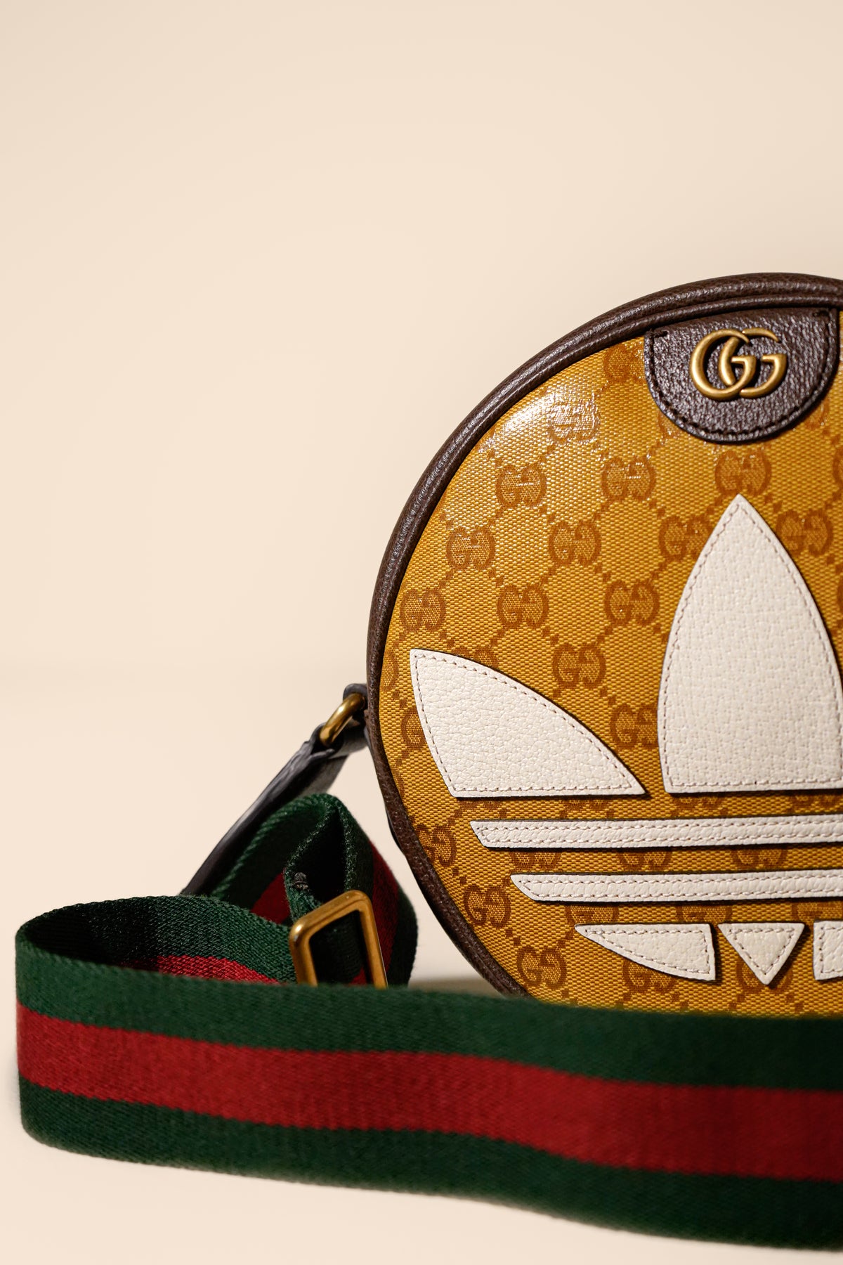 Adidas x Gucci Yellow Crystal Canvas Ophidia Round Crossbody