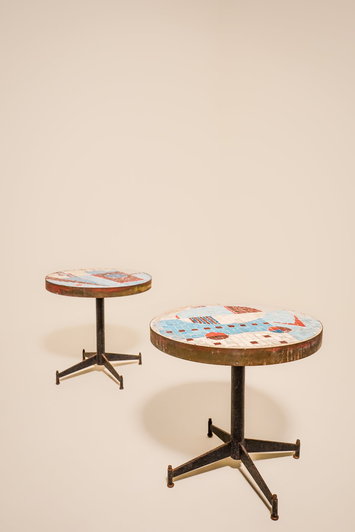 Mosaic Pair of Tables, Circa 20th Century