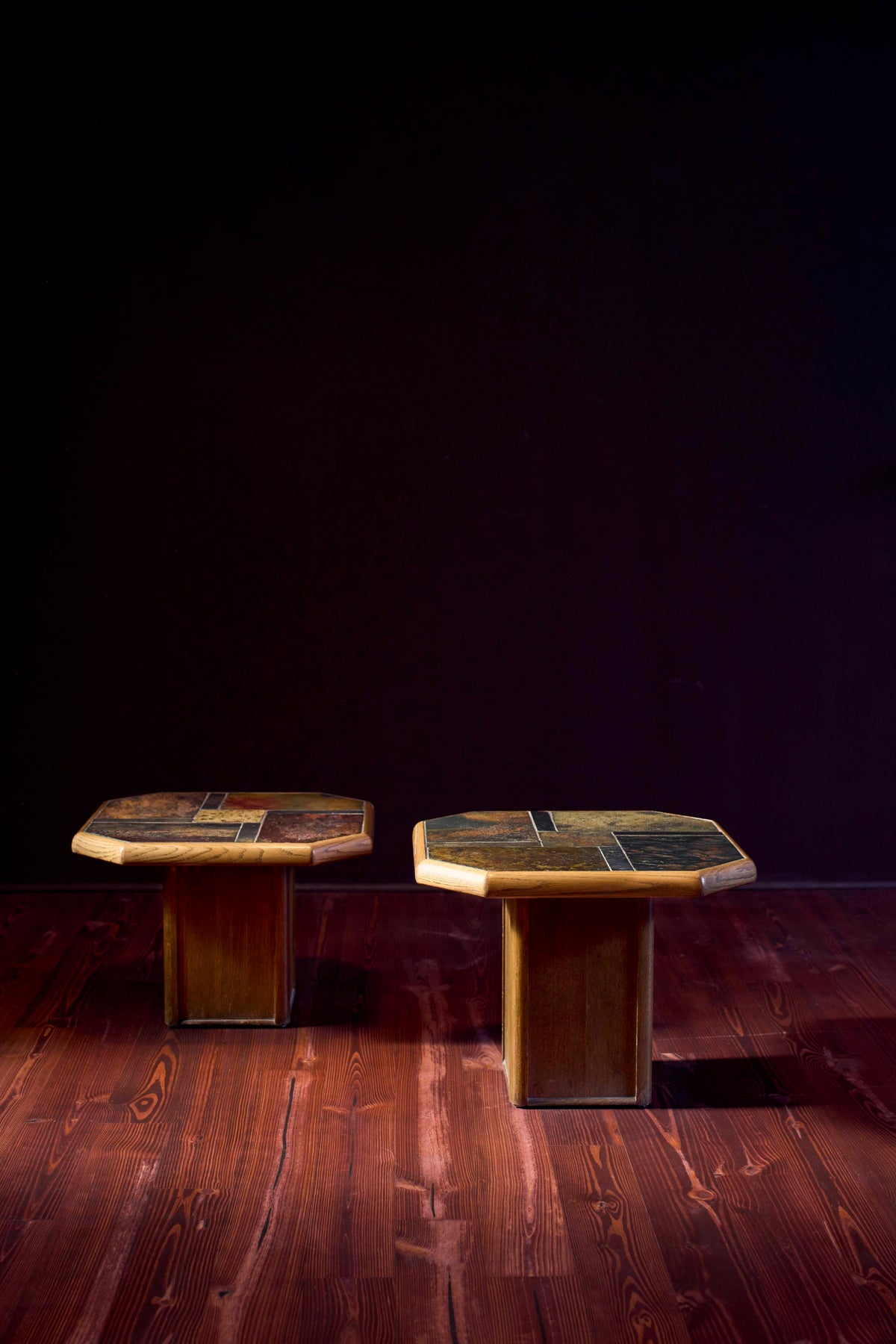 Pair of Mid-Century Slate Drinking Tables