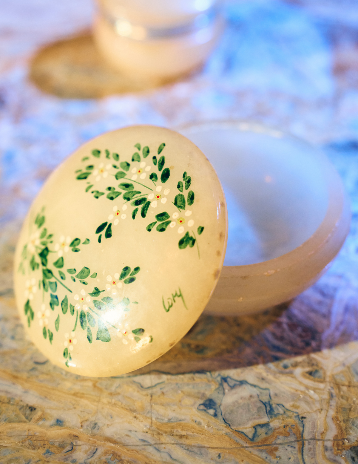 Alabaster Month Box Hand Painted Alabaster Box in Aster – album